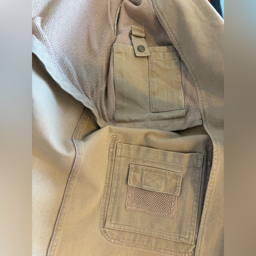 Dunn’s Supply Khaki Hunting Outdoor Shooting Jacket  100% Cotton Elbow Patches L - Picture 5 of 10